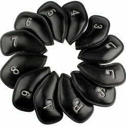 HNM Golf Volf Golf Black Synthetic Leather Iron Covers Set
