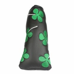 HNM Golf Volf Golf Black Synthetic Leather Shamrock Putter Cover 10 HNM Golf Volf Golf Black Synthetic Leather Shamrock Putter Cover -GOLF CLUB COVERS Sales VolfGolfHeadcovers BlackShamrockBladePutter2