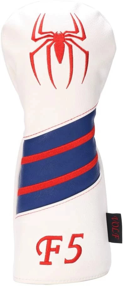 HNM Golf Volf Golf Red White Blue Leather Spider Headcovers 6 HNM Golf Volf Golf Red White Blue Leather Spider Headcovers - Image 4