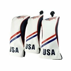 HNM Golf Volf Golf Red White Blue Leather USA Headcovers -GOLF CLUB COVERS Sales VolfGolfHeadcovers USASET1